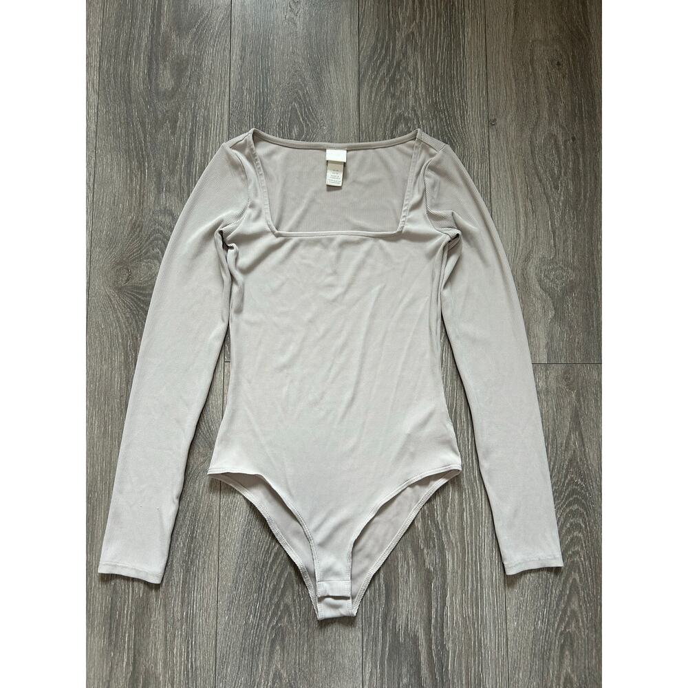 Women’s Ribbed Jersey Bodysuit in light taupe Size XS
